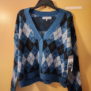 Argyle Button  Front Cardigan